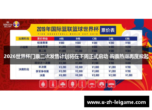 2026世界杯门票二次发售计划将在下周正式启动 购票热潮再度掀起